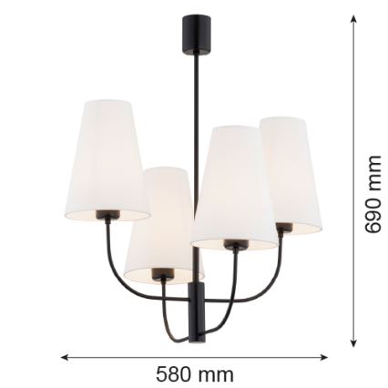 Argon 1822 - Candelabro suspenso SAFIANO 4xE27/15W/230V preto