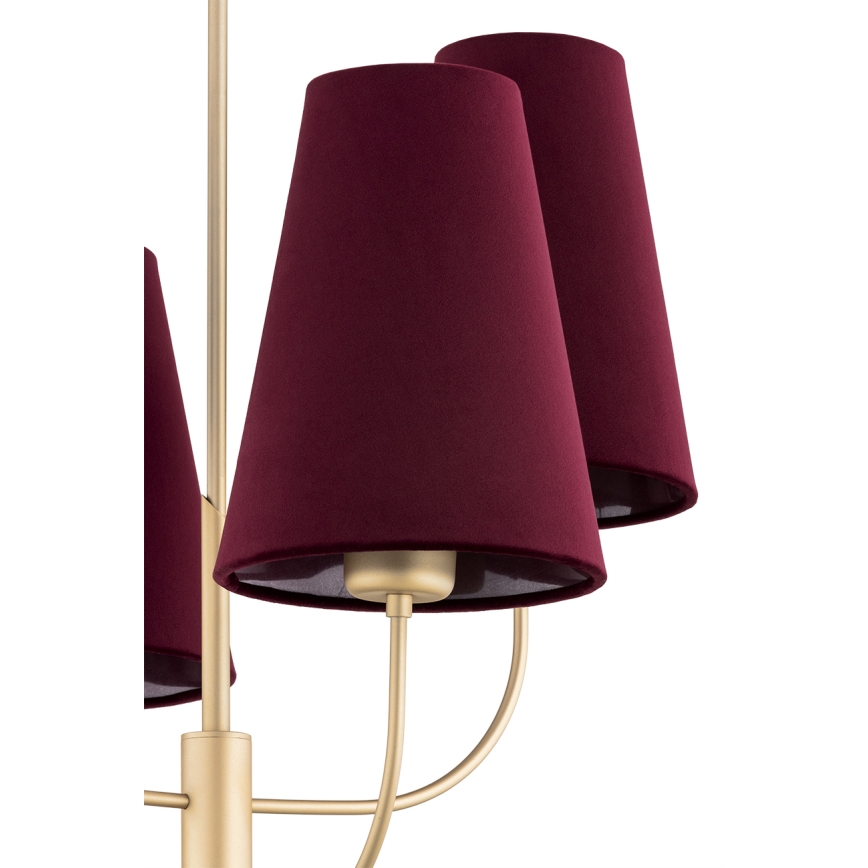 Argon 1827 - Candelabro suspenso SAFIANO 4xE27/15W/230V borgonha
