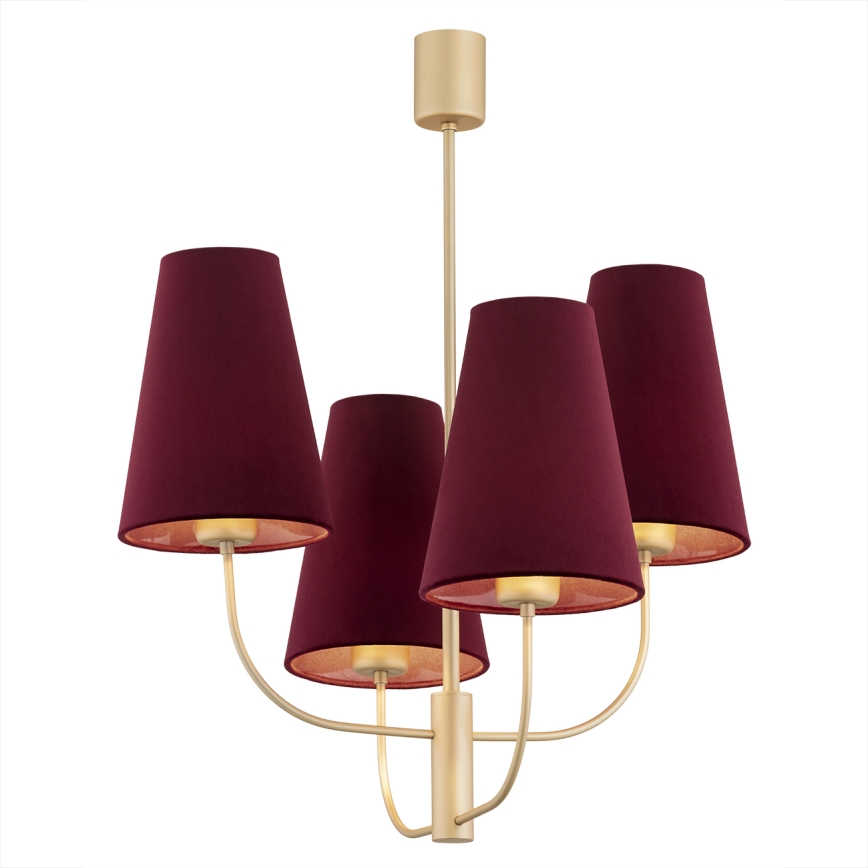 Argon 1827 - Candelabro suspenso SAFIANO 4xE27/15W/230V borgonha