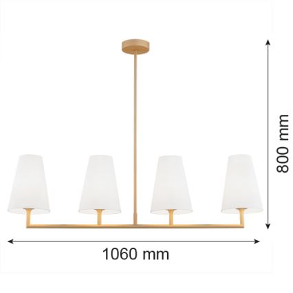 Argon 1828 - Candelabro suspenso SAFIANO 4xE27/15W/230V dourada