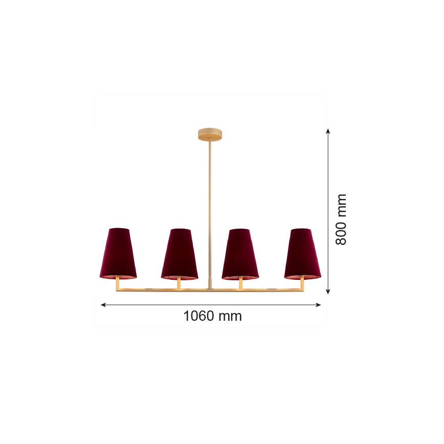 Argon 1829 - Candelabro suspenso SAFIANO 4xE27/15W/230V borgonha