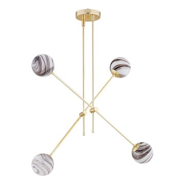 Argon 1840 - Candelabro suspenso ABSOS 4xE14/7W/230V alabastro dourada