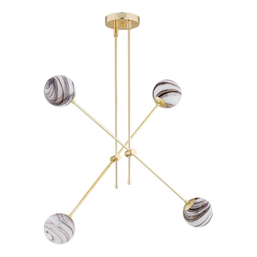 Argon 1840 - Candelabro suspenso ABSOS 4xE14/7W/230V alabastro dourada