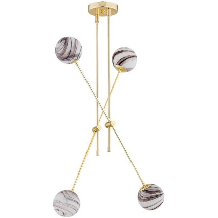 Argon 1840 - Candelabro suspenso ABSOS 4xE14/7W/230V alabastro dourada