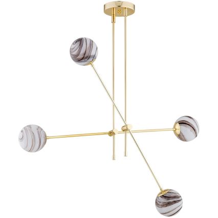 Argon 1840 - Candelabro suspenso ABSOS 4xE14/7W/230V alabastro dourada