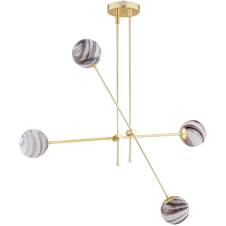 Argon 1840 - Candelabro suspenso ABSOS 4xE14/7W/230V alabastro dourada