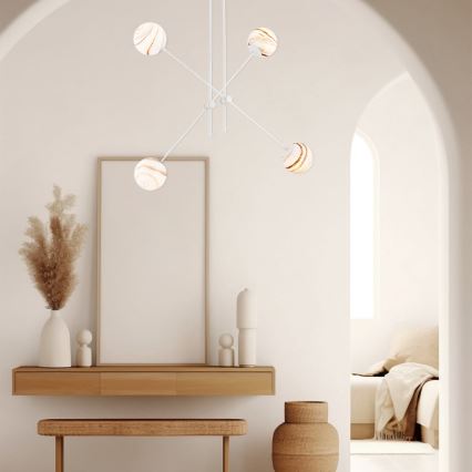 Argon 1841 - Candelabro suspenso ABSOS 4xE14/7W/230V alabastro branco