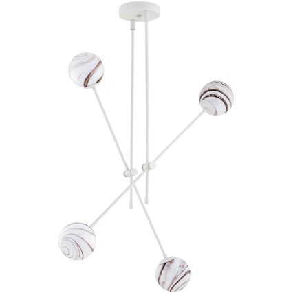 Argon 1841 - Candelabro suspenso ABSOS 4xE14/7W/230V alabastro branco