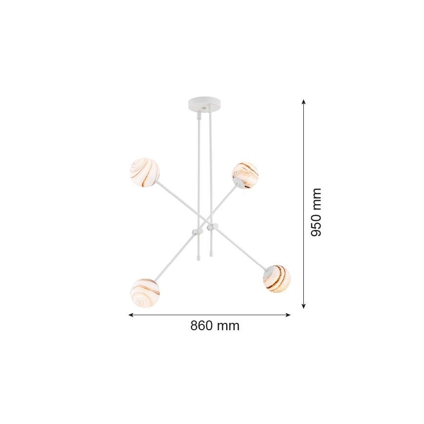 Argon 1841 - Candelabro suspenso ABSOS 4xE14/7W/230V alabastro branco