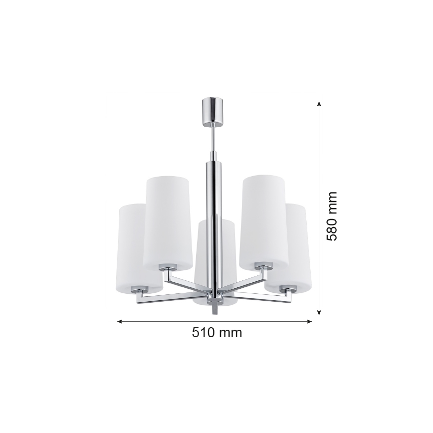 Argon 2053 - Candelabro suspenso CAMELOT 5xE27/15W/230V cromado brilhante