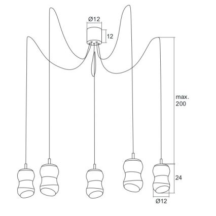 Argon 2073 - Candelabro num fio LED GARDA 5xLED/5W/230V