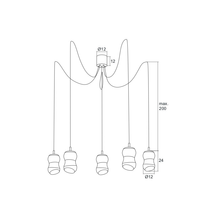 Argon 2073 - Candelabro num fio LED GARDA 5xLED/5W/230V