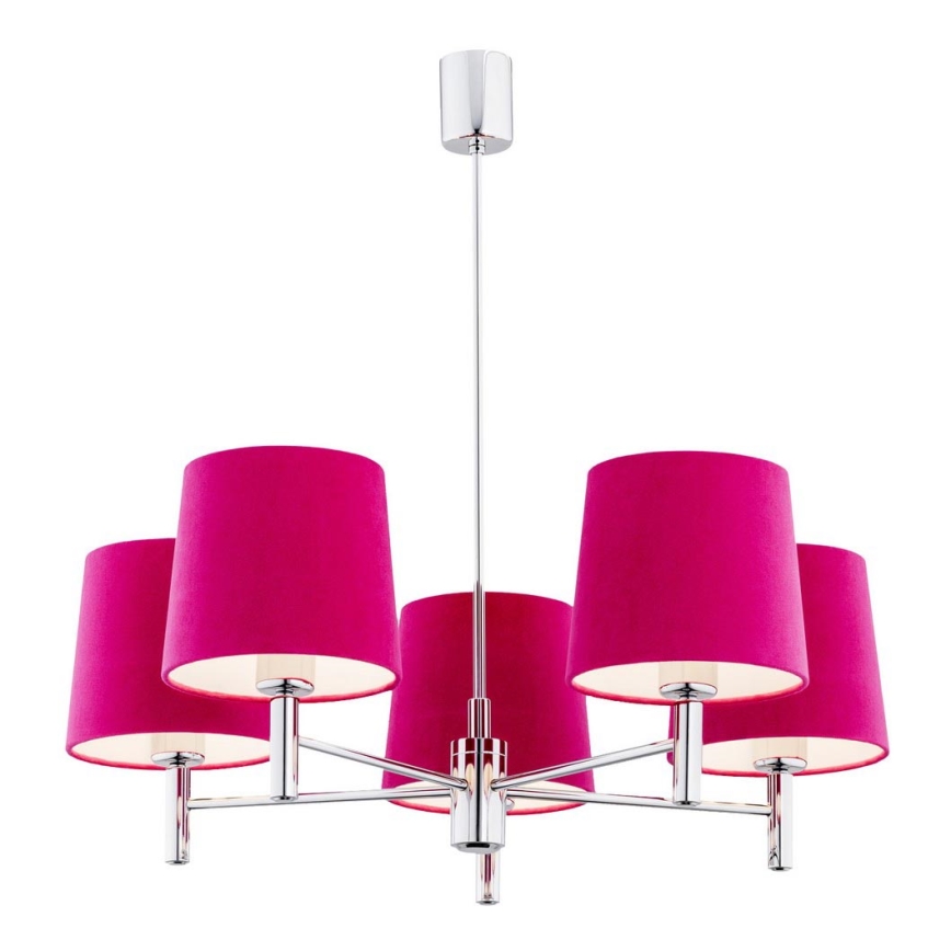 Argon 2075 - Candelabro suspenso BOLZANO 5xE27/15W/230V rosa
