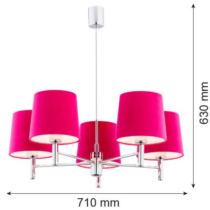 Argon 2075 - Candelabro suspenso BOLZANO 5xE27/15W/230V rosa