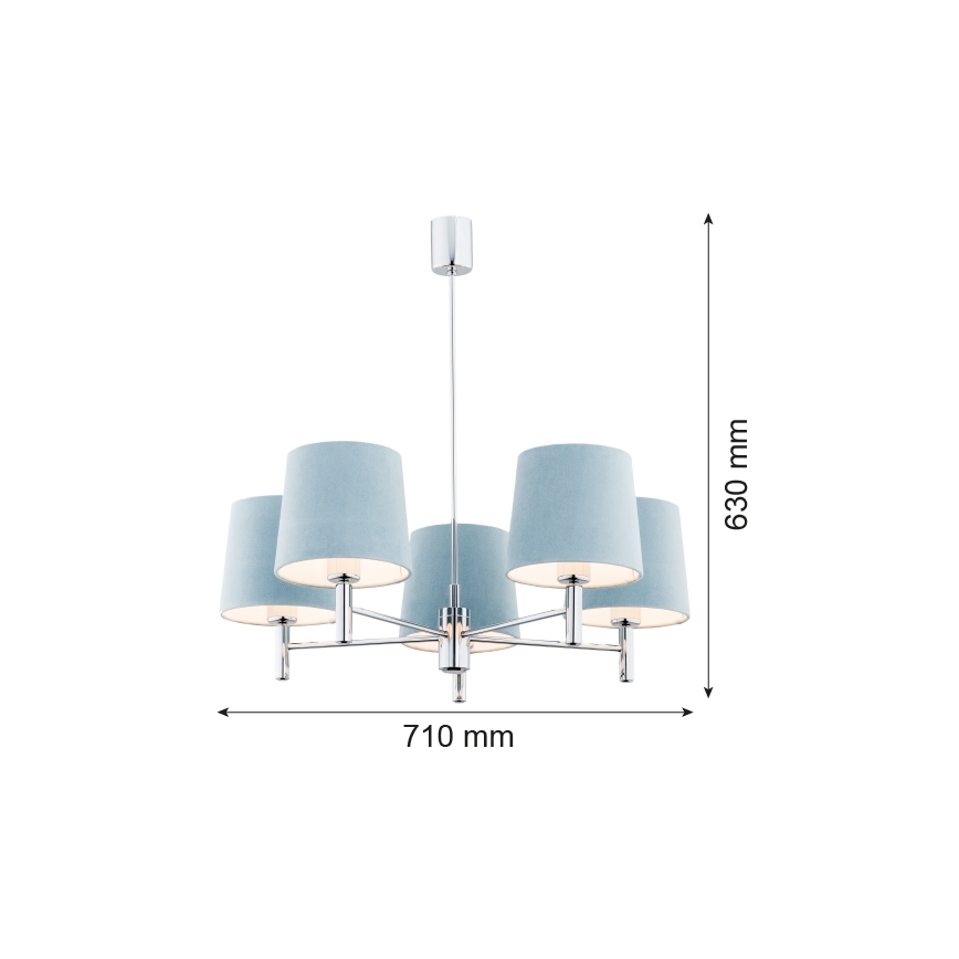 Argon 2076 - Candelabro suspenso BOLZANO 5xE27/15W/230V cinzento