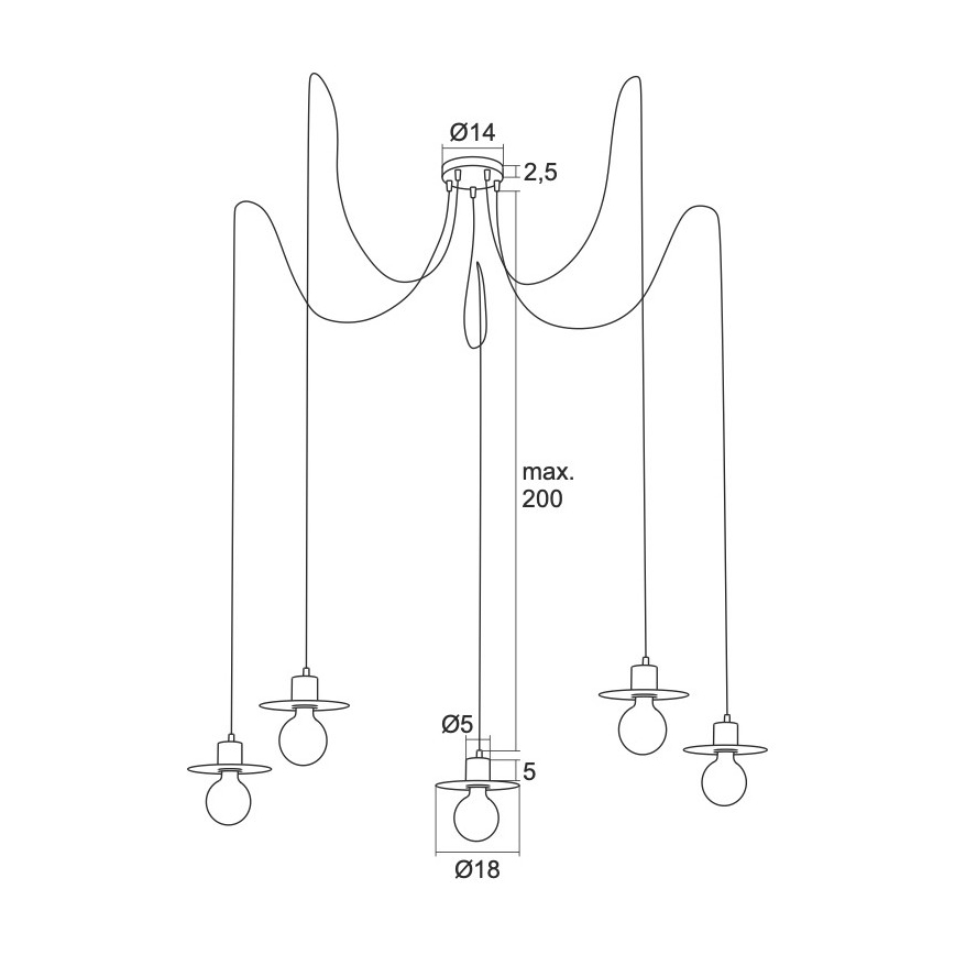 Argon 2077 - Candeeiro suspenso CORSO 5xE27/15W/230V aranha branco
