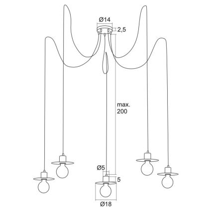 Argon 2079 - Candeeiro suspenso CORSO 5xE27/15W/230V aranha cromado brilhante