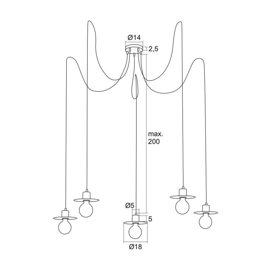 Argon 2079 - Candeeiro suspenso CORSO 5xE27/15W/230V aranha cromado brilhante