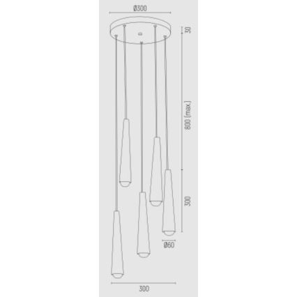 Argon 2103 - Candelabro suspenso HOLLYWOOD 5xE14/7W/230V preto