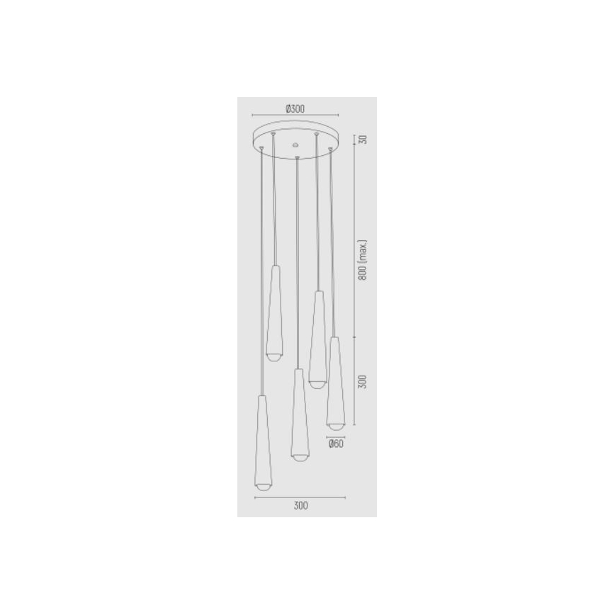 Argon 2103 - Candelabro suspenso HOLLYWOOD 5xE14/7W/230V preto