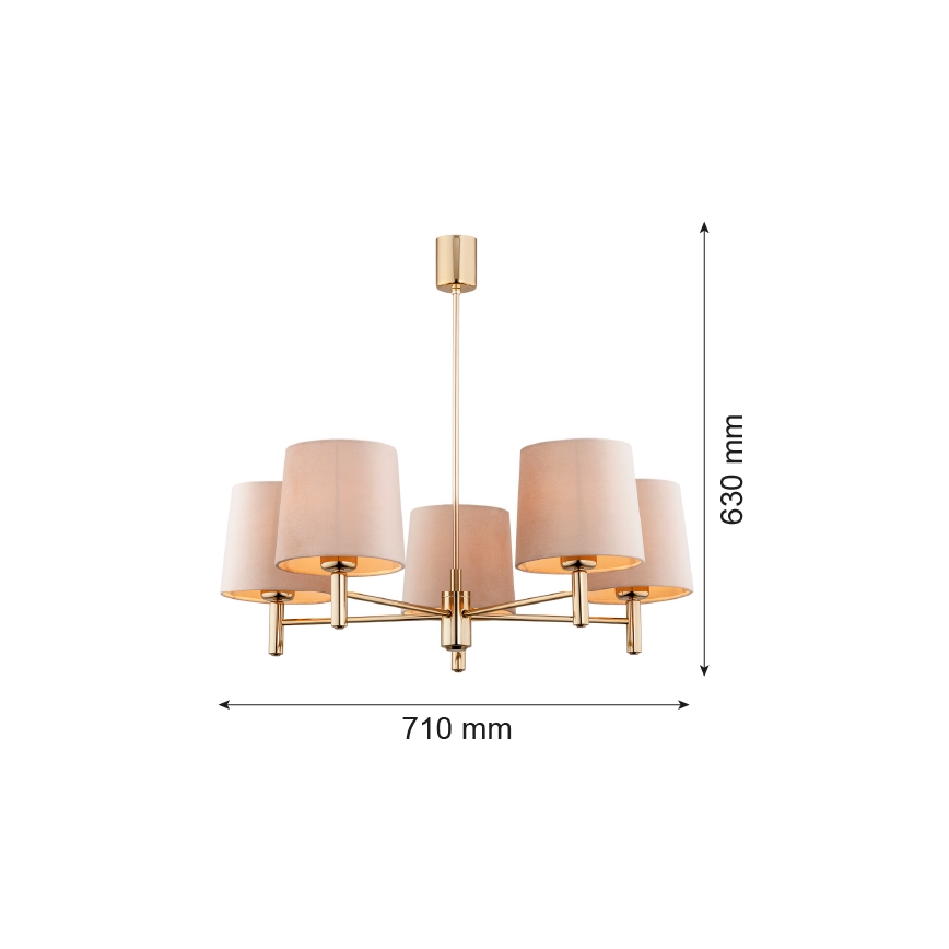Argon 2105 - Candelabro suspenso PONTE 5xE27/15W/230V latão/bege