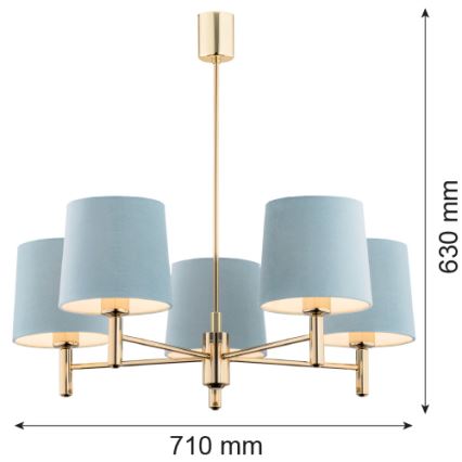 Argon 2106 - Candelabro suspenso PONTE 5xE27/15W/230V latão/creme