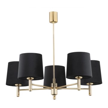 Argon 2107 - Candelabro suspenso PONTE 5xE27/15W/230V latão/preto