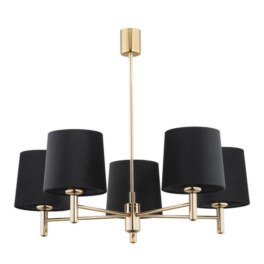 Argon 2107 - Candelabro suspenso PONTE 5xE27/15W/230V latão/preto