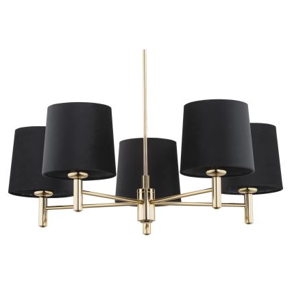 Argon 2107 - Candelabro suspenso PONTE 5xE27/15W/230V latão/preto