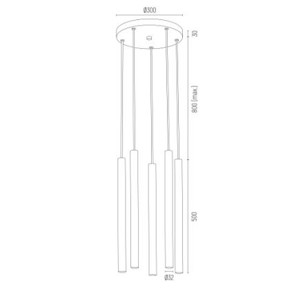 Argon 2109 - Candelabro suspenso LED SICILIA 5xLED/4,5W/230V