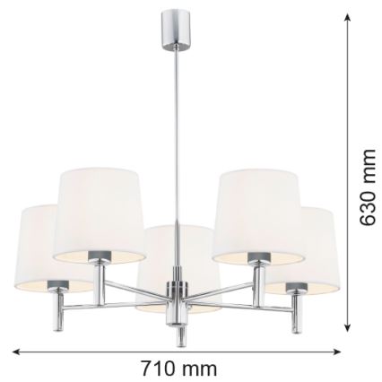Argon 2110 - Candelabro suspenso BOLZANO 5xE27/15W/230V creme