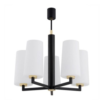 Argon 2114 - Candelabro suspenso CAMELOT PLUS 5xE27/15W/230V preto/dourado/branco