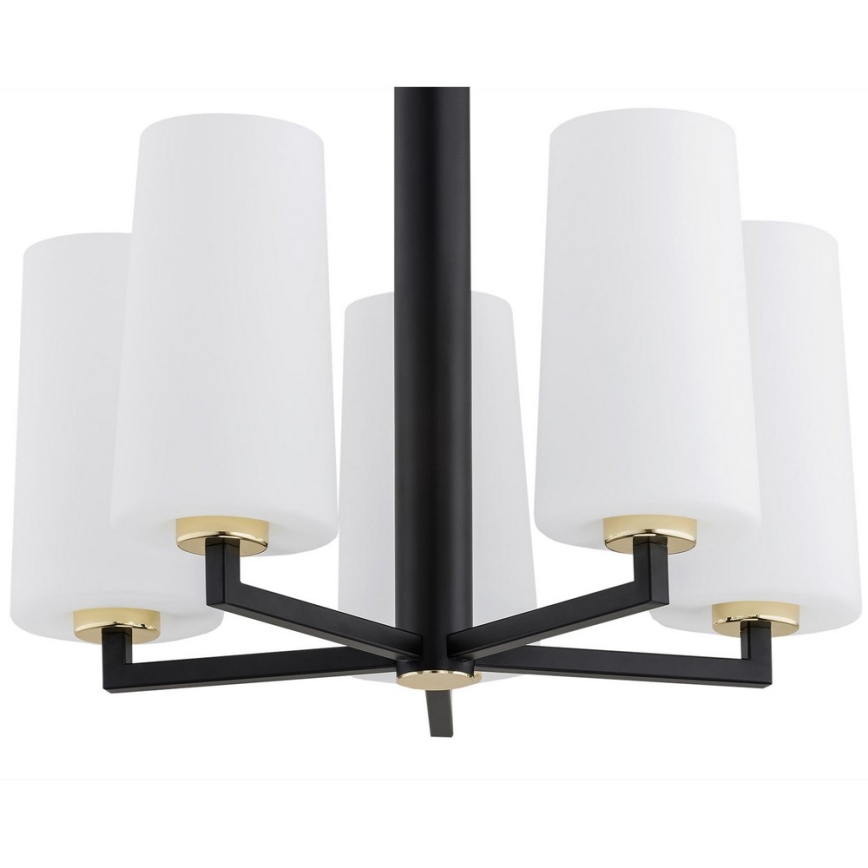 Argon 2114 - Candelabro suspenso CAMELOT PLUS 5xE27/15W/230V preto/dourado/branco
