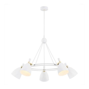 Argon 2117 - Candelabro suspenso CHARLOTTE 5xE27/15W/230V branco/dourado