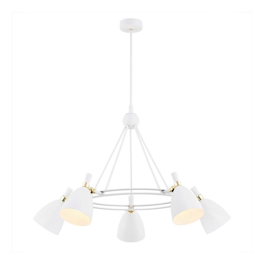 Argon 2117 - Candelabro suspenso CHARLOTTE 5xE27/15W/230V branco/dourado