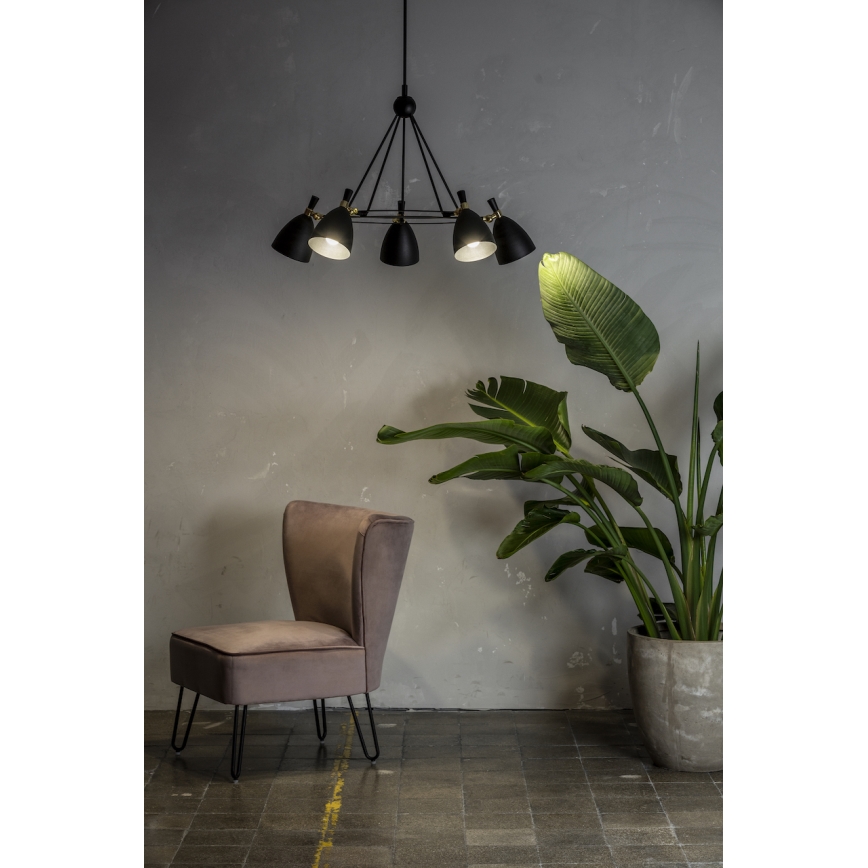 Argon 2117 - Candelabro suspenso CHARLOTTE 5xE27/15W/230V branco/dourado