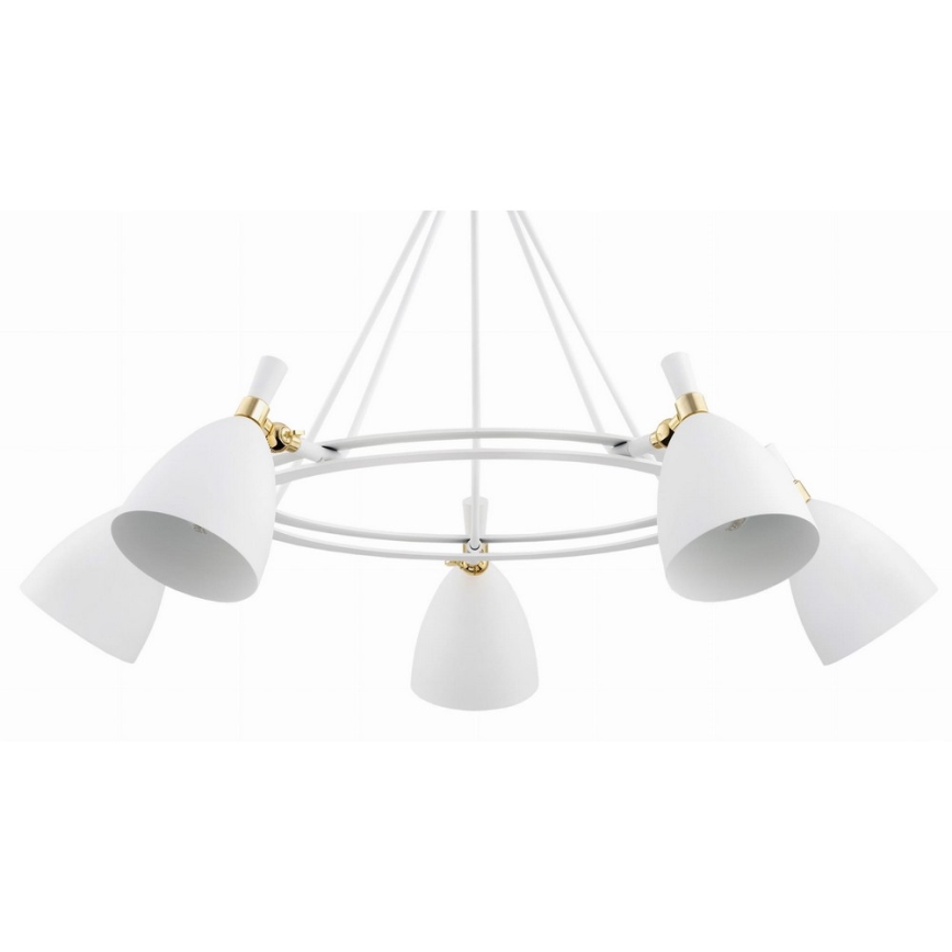 Argon 2117 - Candelabro suspenso CHARLOTTE 5xE27/15W/230V branco/dourado