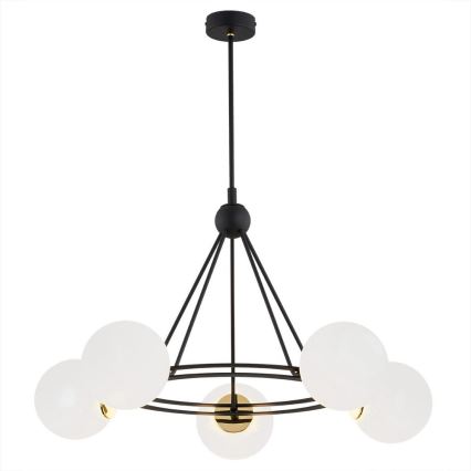 Argon 2119 - Candelabro suspenso AMALFI 5xE27/15W/230V preto/branco