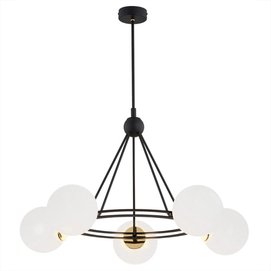Argon 2119 - Candelabro suspenso AMALFI 5xE27/15W/230V preto/branco