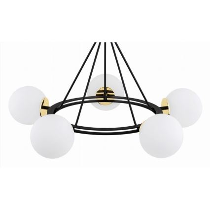 Argon 2119 - Candelabro suspenso AMALFI 5xE27/15W/230V preto/branco