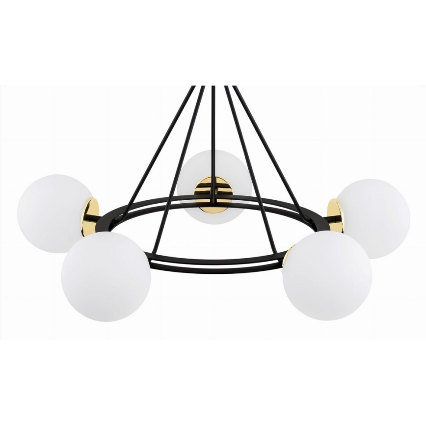 Argon 2119 - Candelabro suspenso AMALFI 5xE27/15W/230V preto/branco