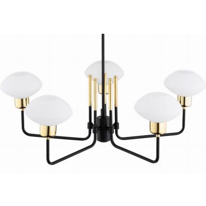 Argon 2128 - Candelabro suspenso RAVELLO 5xE14/15W/230V preto/dourado