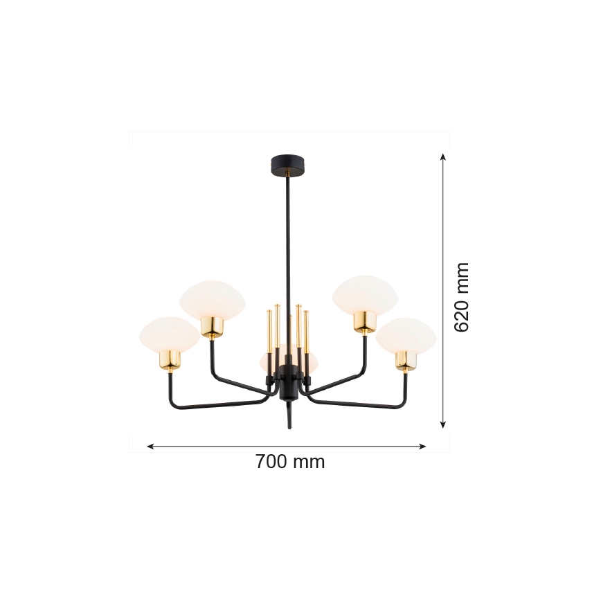 Argon 2128 - Candelabro suspenso RAVELLO 5xE14/15W/230V preto/dourado