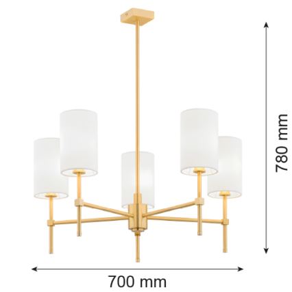 Argon 2134 - Candelabro suspenso ABRUZZO 5xE14/15W/230V latão/branco