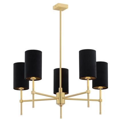 Argon 2135 - Candelabro suspenso ABRUZZO 5xE14/7W/230V latão/preto