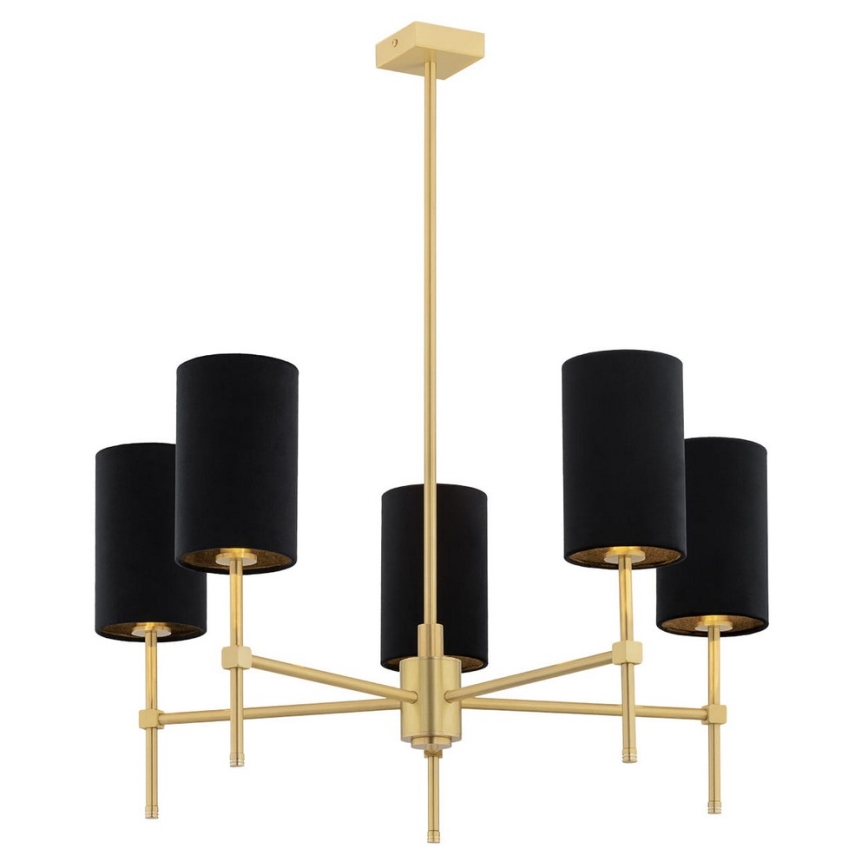 Argon 2135 - Candelabro suspenso ABRUZZO 5xE14/7W/230V latão/preto