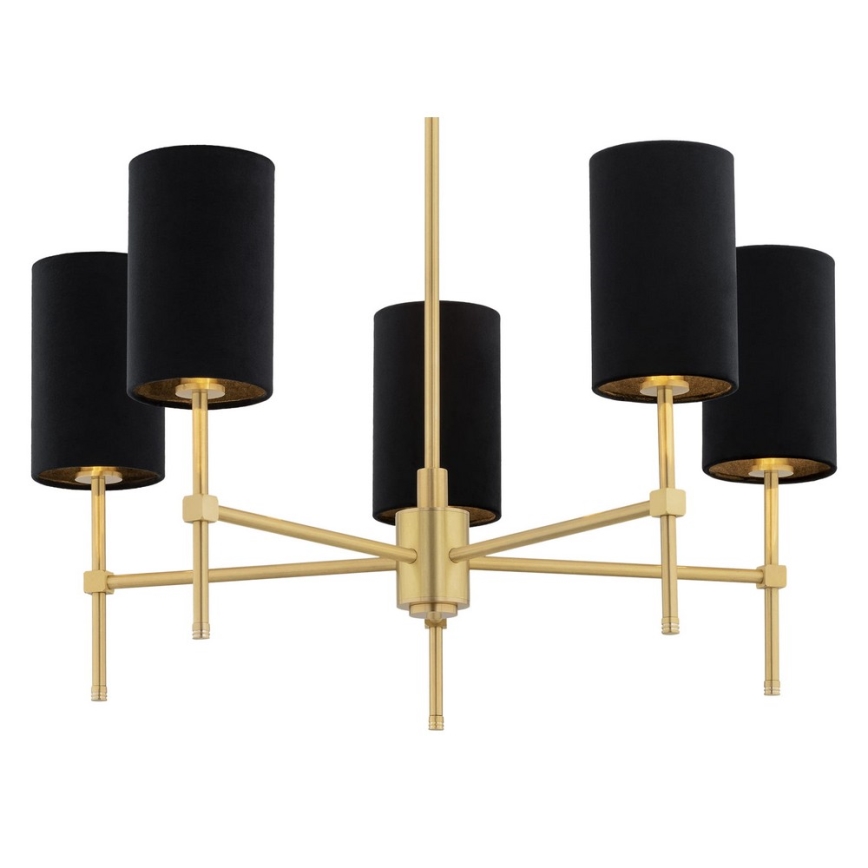 Argon 2135 - Candelabro suspenso ABRUZZO 5xE14/7W/230V latão/preto