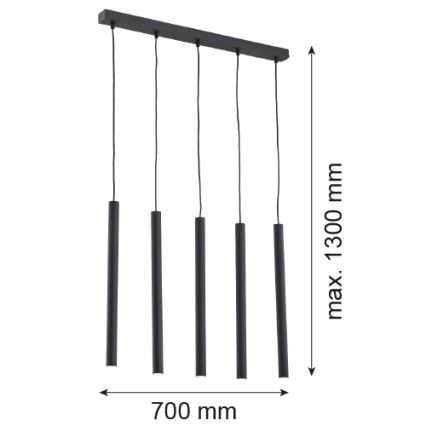 Argon 2137 - Candelabro suspenso ETNA 5xG9/6W/230V preto