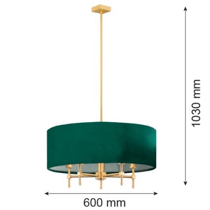 Argon 2146 - Candelabro suspenso ABBANO 5xE14/7W/230V latão/verde