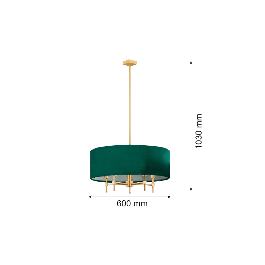 Argon 2146 - Candelabro suspenso ABBANO 5xE14/7W/230V latão/verde